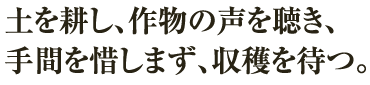 土を耕し、作物の声を聴き、手間を惜しまず、収穫を待つ。